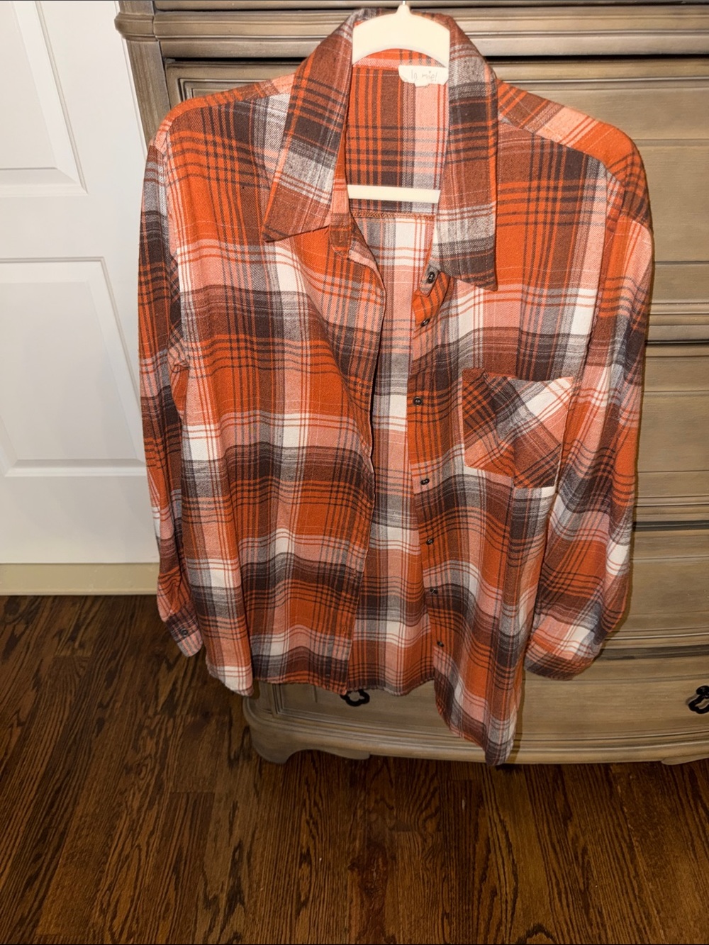 LA MIEL Orange and Brown Plaid Shirt